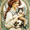 Girl Holding a Cat Diamond Painting