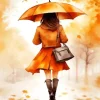 Girl Holding an Umbrella Diamond Painting