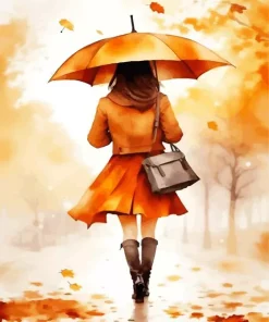Girl Holding an Umbrella Diamond Painting