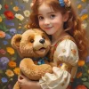 Girl Hugging Teddy Bear Diamond Painting