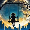 Girl Swing Silhouette Diamond Painting