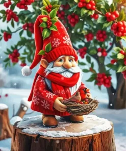 Gnome and Cardinal Diamond Painting