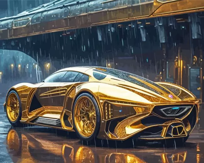 Golden Car Diamond Painting Golden Car Diamond Painting