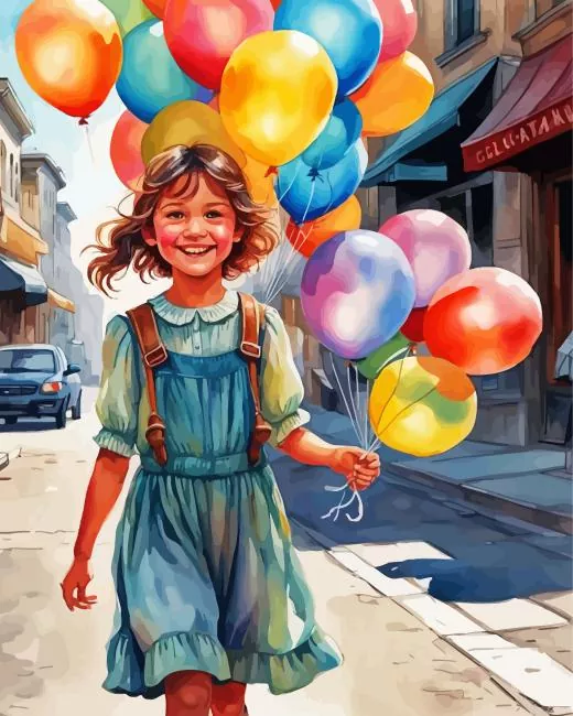 Happy Girl and Balloons Diamond Painting Happy Girl and Balloons Diamond Painting