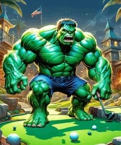 Hulk Playing Golf Diamond Painting