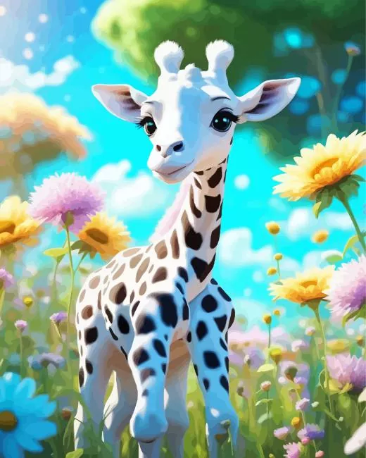 Little Albino Giraffe Diamond Painting Little Albino Giraffe Diamond Painting