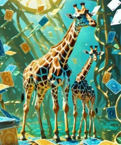 Mom and Baby Giraffe Diamond Painting