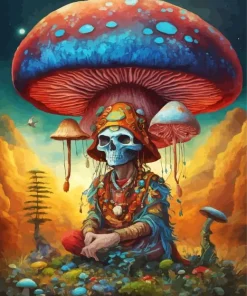 Mushroom and Skull Diamond Painting