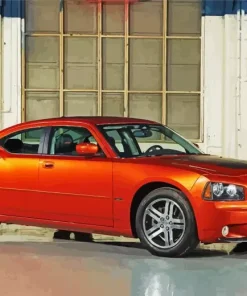 Orange Charger Daytona Diamond Painting