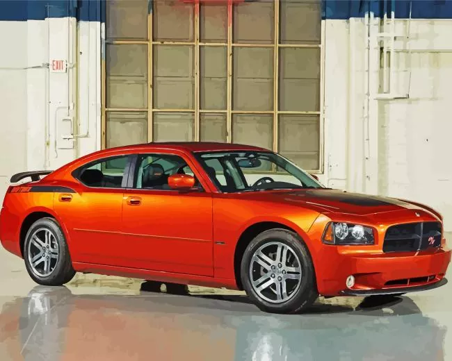 Orange Charger Daytona Diamond Painting Orange Charger Daytona Diamond Painting