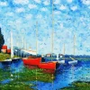 Red Boats at Argenteuil Diamond Painting