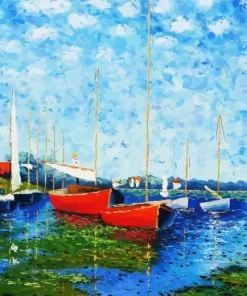 Red Boats at Argenteuil Diamond Painting