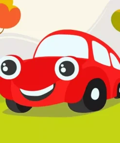 Red Cartoon Car Diamond Painting