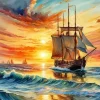 Ship an Sunset Diamond Painting