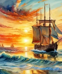Ship an Sunset Diamond Painting