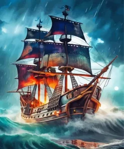 Ship in Storm Diamond Painting