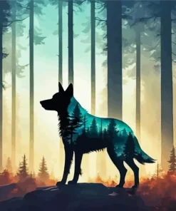 Silhouette of Wolf Diamond Painting