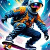 Skateboarding Astronaut Diamond Painting