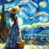 Starry Night Woman Diamond Painting