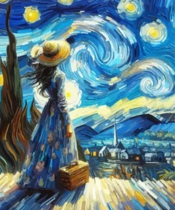 Starry Night Woman Diamond Painting