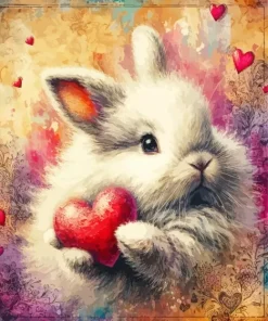 Valentine Bunny Diamond Painting