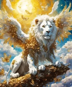 White Lion with Wings Diamond Painting