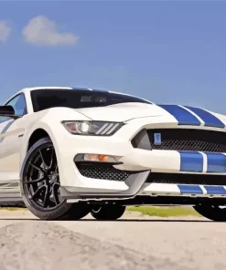 White and Blue Mustang Diamond Painting