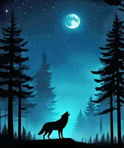 Wolf Silhouette Diamond Painting