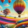 Air Balloons Over Colorful Field Diamond Painting