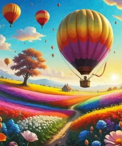 Air Balloons Over Colorful Field Diamond Painting