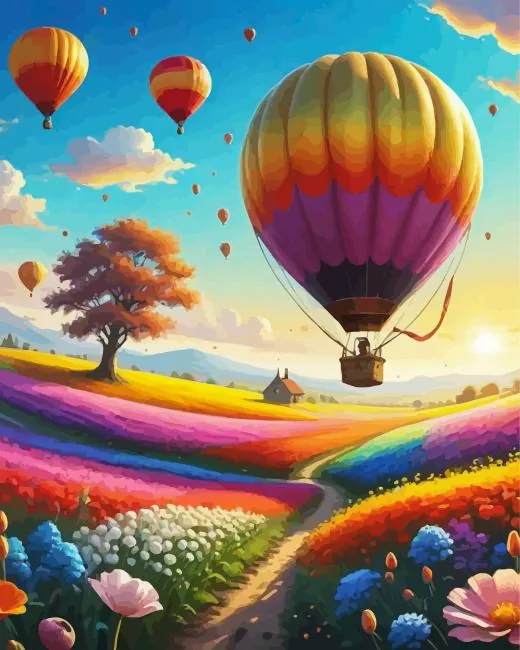 Air Balloons Over Colorful Field Diamond Painting Air Balloons Over Colorful Field Diamond Painting