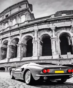 Black and White Colosseum Diamond Painting