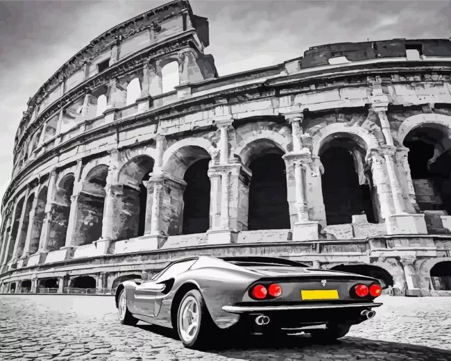Black and White Colosseum Diamond Painting Black and White Colosseum Diamond Painting