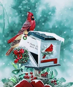 Cardinal on Christmas Diamond Painting