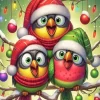 Cartoon Christmas Birds Diamond Painting