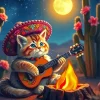 Cat Playing Guitar Diamond Painting