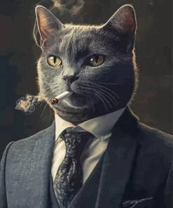 Cat Smoking Diamond Painting
