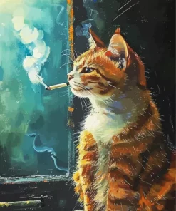 Cat Smoking a Cigarette Diamond Painting