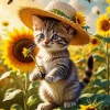 Cat in Sunflower Field Diamond Painting