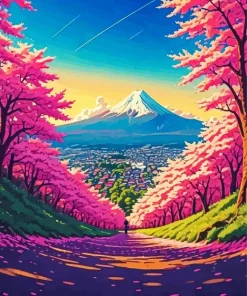 Cherry Blossom Landscape Diamond Painting