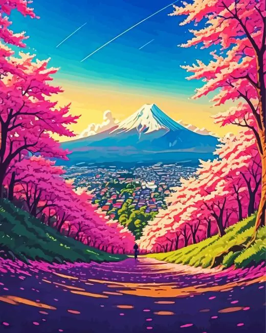 Cherry Blossom Landscape Diamond Painting Cherry Blossom Landscape Diamond Painting