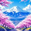 Cherry Blossom Mount Fuji Diamond Painting