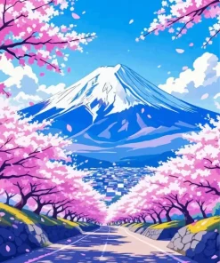 Cherry Blossom Mount Fuji Diamond Painting