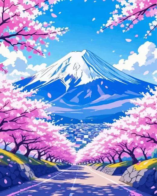 Cherry Blossom Mount Fuji Diamond Painting Cherry Blossom Mount Fuji Diamond Painting