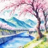 Cherry Blossom River Diamond Painting