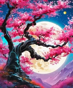 Cherry Blossom and Moon Diamond Painting