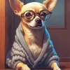 Chihuahua Dog with Glasses Diamond Painting
