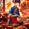 Chinese Anime Girl Cooking Diamond Painting