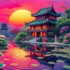 Chinese House By Lake Diamond Painting
