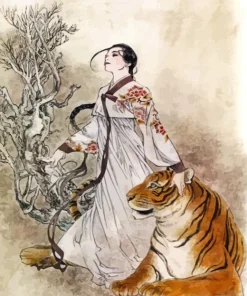 Chinese Tiger Woman Diamond Painting